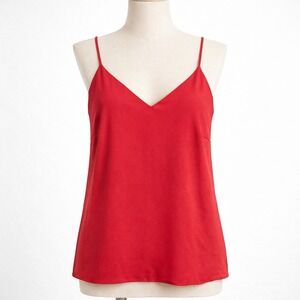 Antonio Melani Silk V Neck Cami Tank Size XS Red Quiet Luxury Romantic Layering